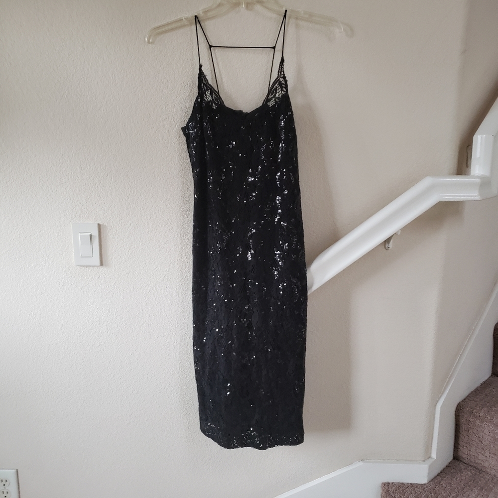 H&M Black Sequence Dress Size 6 NWOT